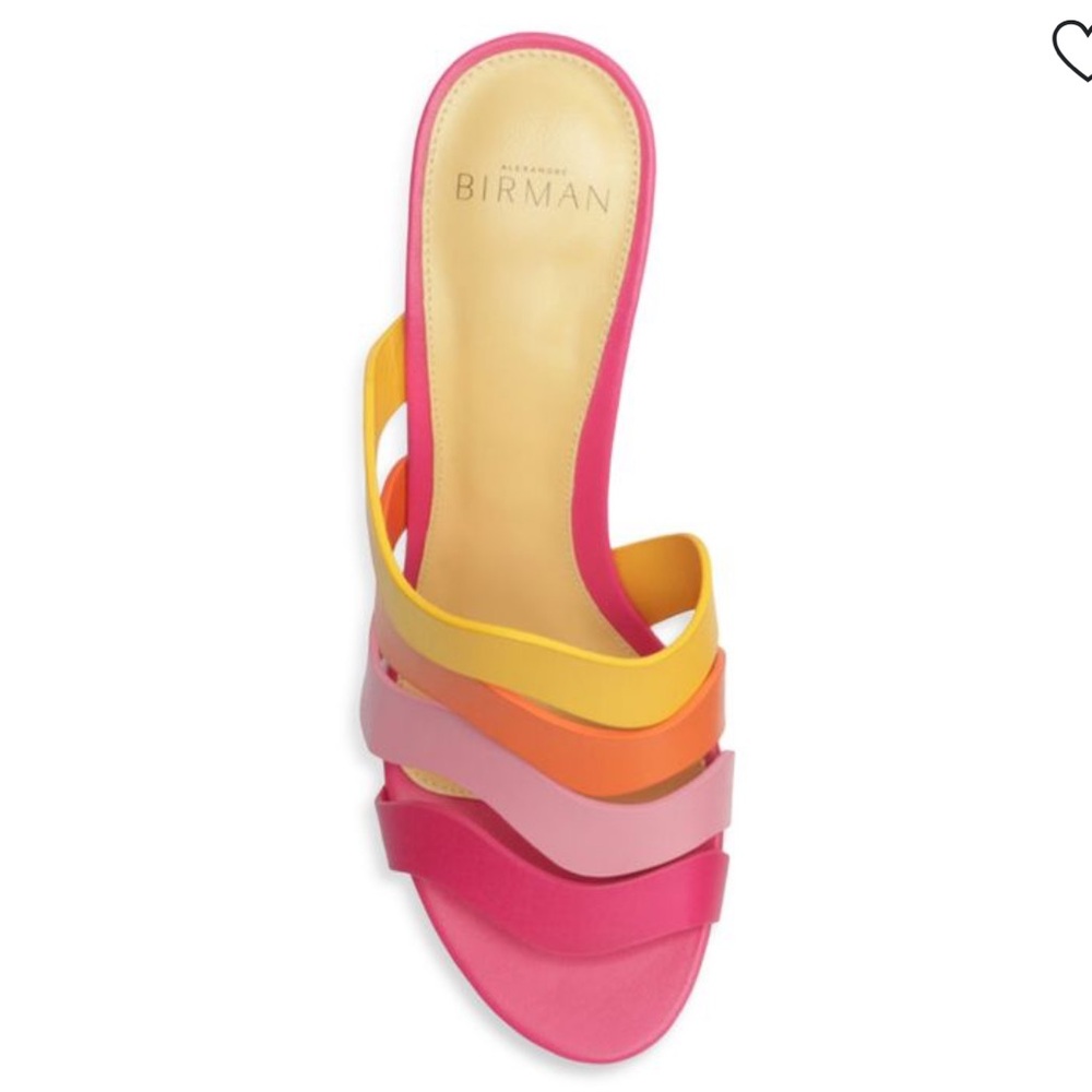 Alexandre Birman Aila 85MM Leather Strappy Mules Size 38 Pink, Orange Yellow - Picture 4 of 10